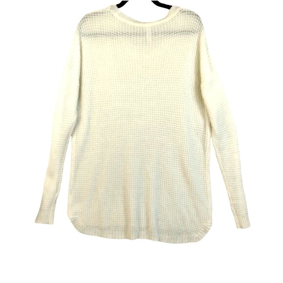Zenana Sweater Size XL Open Weave Knit Cream Crew Neck Baggy Slouchy Lagenlook - Picture 2 of 7